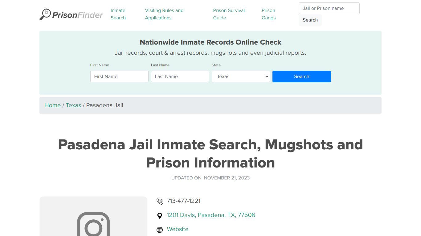 Pasadena Jail Inmate Search, Mugshots and Prison Information